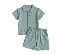 Toddler Baby Boys Outfits&Set Solid Color Cotton Linen Stand Up Collar Top and Shorts Outdoor Casual Suit Baby Girl Winter Shoes (D, 4-5 Years)