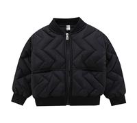 Toddler Baby Boys Winter Coat Thick Puffer Down Jacket Kids Baseball Jacket Varsity Coat Zip up Bomber Jacket Solid Color Long Sleeve Zipper Jacket (Black, 2-3 Years)