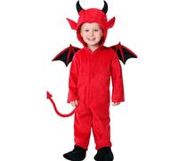 Toddler Baby Devil Outfits Kids Hooded Jumpsuit Adorable Halloween Stylish Children Matching Clothing Sets Costume With Jumpsuit, Hood, Wings And Tail, Demon Suit For Halloween And Carnival