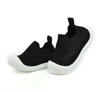 Toddler Baby First Walking Shoes Non-Skid Infant Sneakers Breathable Knitted Mesh Boy & Girls Tennis Shoes Slip-on Soft Sole Indoor Floor Slippers A Black