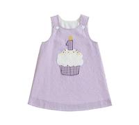 Toddler Baby Girl 1st Birthday Princess Dress Little Girls A-Line Skirt Sleeveless Number Cupcake Embroidery Tiered Puffy Hem Pageant Baptism Birthday Party Tank Dress (Lavender, 12-18 Months)
