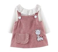 Toddler Baby Girl 2 Piece Outfits Infant Ribbed Knit Long Sleeves Top & Corduroy Skirt Set Spring Fall Winter Clothes Toddler Boy Girl Fashion Matching Sets (Pink, 18-24 Months)