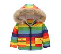 Toddler Baby Girl Boy Stripe Winter Warm Jacket Hooded Windproof Coat Baby Girl Clothes 3-6 Months (Multicolor, 100)