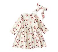 Toddler Baby Girl Christmas Dress,Long Sleeves Green Tulle Tutu Party Dresses Dress Up Teens Girls Outfit Xmas Pudding Costume Clothes For Kids 6 Months To Years (White,6-12 Months)