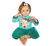 Toddler Baby Girl Christmas Dress,Red Long Sleeve Princess Plush Trim Xmas Party Dress Up Kids Fancy Outfits Angel Costume New Born Girls Clothes Novelty Hats (e#Green,6-12 Months)
