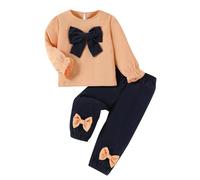 Toddler Baby Girl Corduroy Two Piece Outfit Winter Autumn Casual Playwear Top and Pants Set for Infant Girls (Navy, 6-9 Months)