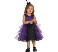 Toddler Baby Girl Halloween Dress Autumn Mini Dot Print Sleeveless Round Neck Tulle Patchwork A-Line Gown For Infant Girls Halloween Fancy Dress Up Carnival Costume（6-18M）