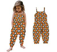Toddler Baby Girl Halloween Prints Jumpsuit Sleeveless Romper Outfits Pants Clothes Pumpkin Costumes for Boys Girls (Yellow, 2-3 Years)