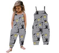 Toddler Baby Girl Halloween Prints Jumpsuit Sleeveless Romper Outfits Pants Clothes Pumpkin Costumes for Boys Girls (Grey, 4-5 Years)
