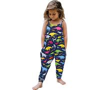 Toddler Baby Girl Jumpsuits for Kids One Piece Plain Spaghetti Strap Romper Harem Pants with Pockets 1-6 Years, Summer Backless Outfits Sling Baggy Cute Dungarees Sleeveless Overalls