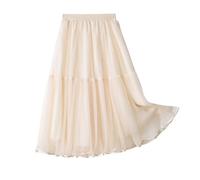 Toddler Baby Girls A-Line Tutu Dress Elastic High Waist Bowknot Swing Maxi Skirt Spring Fall Outfits 150 Beige 9-10 Years
