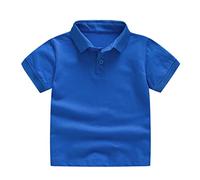 Toddler Baby Girls Boys Classic Polo Shirt Kids Short Sleeve Golf Polo Moisture Wicking Dress Shirt Plain Tees Tops Cowgirl Outfits for Girls (Blue, 2 Years)