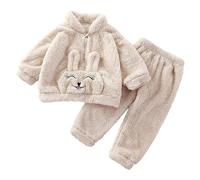 Toddler Baby Girls Boys Clothes 2 Piece Outfit Infant Cute Bear Bunny Flannel Panda Warm Set oungewear Kids Clothes Casual Clothing Sets (White, 18-24 Months)