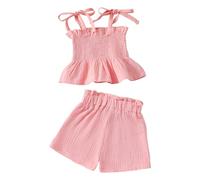 Toddler Baby Girls Boys Linen Blend Harem Shorts, Soft Breathable Solid Color Loose Fit with Elastic Waist, Summer Casual Wear for 9-24 Months (18-24 Months) Pink