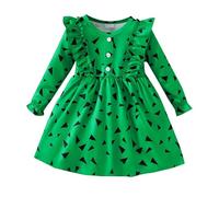 Toddler Baby Girls Caveman Costume Halloween Dress Kids Long Sleeve Green Stone Age Costume Infant Halloween Clothes (Green, 12-18 Months)