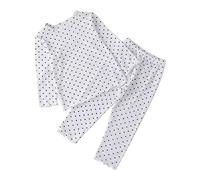 Toddler Baby Girls Cotton Long Sleeve Pajama Set Wooden Ear Edge Polka Dots Top and Pants Sleepwear Pjs Loungewear Kids Winter Clothes (White, 5-6 Years)