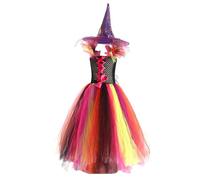 Toddler Baby Girls Halloween Dresses,White Witch Costume Kids Mini Witches Hat Bride Dress Outfit Clothes 3-6 Months Ghost Purple Black Themed Party Carnival Christmas (C-Hot Pink,6-7 Years)