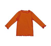 Toddler Baby Girls Long Sleeve Undershirt Ruffle Crewneck T-Shirt Tops Fall Winter Solid Layering Boy Fall Clothes Toddler Soft CottonTops Cute Undershirt (Orange, 18-24 Months)