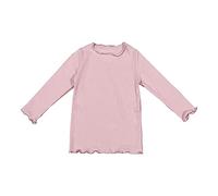 Toddler Baby Girls Long Sleeve Undershirt Ruffle Crewneck T-Shirt Tops Fall Winter Solid Layering Boy Fall Clothes Toddler Soft CottonTops Cute Undershirt (Pink, 18-24 Months)