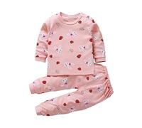Toddler Baby Girls Pajama Set Cute Cartoon Cat Long Sleeve Sleepwear 2 Piece Pjs for Kid Cotton Loungewear Outfit Toddler Fall Outfits (Orange, 2-3 Years)