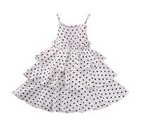 Toddler Baby Girls Princess Dress Sleeveless Halter Dress Polka Dot Print Dresses Off Shoulder Suspender Sundress Skirt Little Kids Summer Outfit, 120, White, 5-6 Years