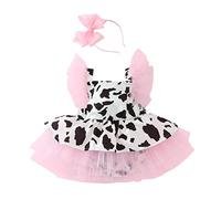 Toddler Baby Girls Romper Dress Infant Cow Print Clothes Newborn Sleeveless Dresses Hair Band Headband Outfits Set Costumes Girls Jumpsuit Long Sleeve Toddler Leg Warmers