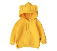 Toddler Baby Kids Boy Girl Hooded 3D Ear Hoodie Sweatshirt Tops Clothes Pant Outfit (Yellow, 12-18 Months)