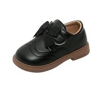 Toddler Baby Leather Mary Jane Shoes Cute Bow Adjustable Strap Sandals Wide Fit Flat Low Heels Dress Loafers Little Girls School Shoes Soft Sole Breathable Mary Jane (Black, 12 Little child)