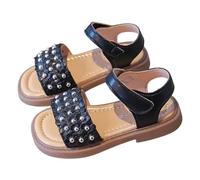 Toddler Baby Little Kid Girl Sandals Open Toe Hook And Loop Closure Kids Summer Shoes Casual Glitter Strap Sandals Funny Slippers Girls School Size 1 Red Wedge For Beach Park (Black,8)