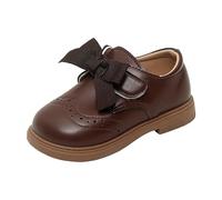 Toddler Baby Mary Jane Shoes Cute Bow Adjustable Strap Sandals Flat Low Heels Leather Dress Loafers Little Girls Wide Fit School Shoes Soft Sole Breathable Mary Jane Sandals (Brown, 7.5 Toddler)