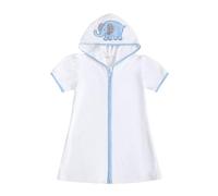 Toddler Baby Swim Cover Up Zipper Hoodie Terry Cloth Swimsuit Coverup Wraps Kids Pool Beach Cover Ups Bathing Suit (Blue Elephant, 18-24 Months)
