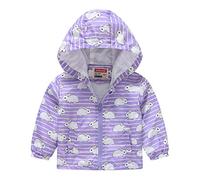 Toddler Baby Waterproof Rain Jacket Cute Animal Graphic Zipper Raincoat Kids Boys Girls Spring Fall Windproof Lightweight Hooded Windbreaker with Pockets Trendy Casual Rain Coat (White, 2-3 Years)