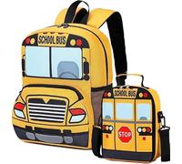 Toddler Backpack Boy Preschool School Bus Bookbag Kindergarten 3D Daycare Bags with Insulation Lunch Box