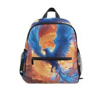 Toddler Backpack for Boys Girls Blue Phoenix | Kids Backpack Preschool Kindergarten Backpack with Safety Whistle Chest Strap Small Lightweight Children Daypack for Travel