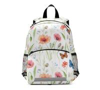 Toddler Backpack for Boys Girls, Butterfly Bloom White Travel Bookbag Mini Little Kid's Backpacks 3-6 Years, Medium