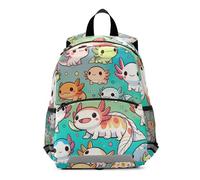 Toddler Backpack for Boys Girls, Cute Axolotls Aqua Kids School Bag Small Kindergarten Backpacks 3-6 Years Medium