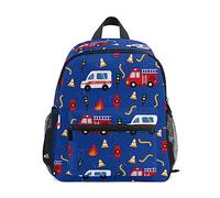Toddler Backpack for Boy's/Girl's Cute Children Kindergarten School Book Bag Travel Daypack with Chest Strap Ambulance Firefighter Fire Truck Equipment, Multicolor, S, Daypack Backpacks