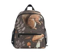 Toddler Backpack for Boys Girls, Cute Squirrel Mushroom Brown Travel Backpack with Name Tag Small Little Kid's Backpacks, Cute Squirrel Mushroom Brown, 6-8 Years, Cute Backpacks
