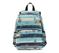 Toddler Backpack for Boys Girls, Floral Stripe Blue Kids School Bag Small Travel Backpack 3-6 Years