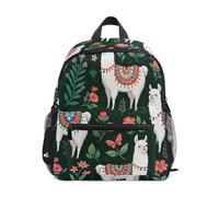 Toddler Backpack for Boys Girls, Llama Flowers Travel Back Pack with Name Tag Mini Little Kid's Backpacks, Llama Flowers, 6-8 Years, Cute Backpacks