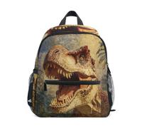 Toddler Backpack for Boys Girls Oil Painting Style T Rex in Forest | Kids Backpack Preschool Kindergarten Backpack with Safety Whistle Chest Strap Small Lightweight Children Daypack for Travel