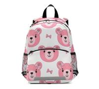 Toddler Backpack for Boys Girls, Pink Cute Bear Heads Kindergarten Backpacks Mini Little Kid's Backpacks 3-6 Years