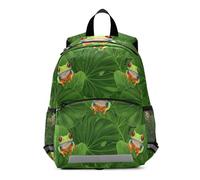 Toddler Backpack for Boys Girls, Vibrant Frog Tropical Green Little Kid's Backpacks Mini Kindergarten Backpacks 3-6 Years, Medium