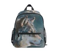 Toddler Backpack for Boys Girls Wolf Snow | Kids Backpack Preschool Kindergarten Backpack with Safety Whistle Chest Strap Small Lightweight Children Daypack for Travel
