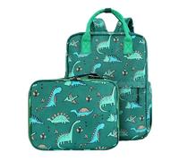 Toddler Backpack with Lunch Bag Box Set for Preschool Kindergarten Boys Girls Kids Small Backpacks School Bookbag, Green Dinosaur, 15inch
