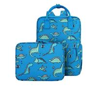 Toddler Backpack with Lunch Bag Box Set for Preschool Kindergarten Boys Girls Kids Small Backpacks School Bookbag, Blue Dinosaur, 15inch