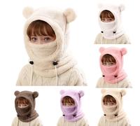 Toddler Balaclava Kids Winter Thermal Fleece Balaclava Warm Windproof Hooded Hat Scarf Children Soft Plush Full Cover Hats with Neck Warmer Boys Girls Fleece Ski Hat for Hiking Cycling