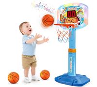 Toddler Basketball Hoop Indoor for Age 1-3, Kids Basketball Hoop with Led Light Scoreboard, Adjustable Basketball Goal with 3 Balls, Outdoor Sport Toy for 1 2 3 4 Year Old Baby Boy Girl Birthday Gift