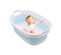 Toddler Bath Tub - Folding Pet Washing Basin with Drainage Hole, Portable Bathtub | Baby Washing Setup for Home Hotel Travel, Dog Cleaning Companion, Daycare School Utility, Space-Saving