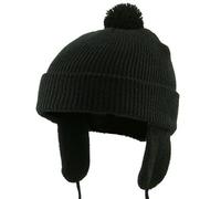 Toddler Beanie Hat with Ear Flaps - Black W20S11C